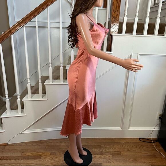 NWT coral satin slit midi dress - Picture 11 of 16